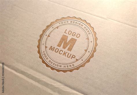 Debossed Logo on Cardboard Texture Mockup Stock Template | Adobe Stock