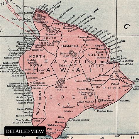 1912 Map of Hawaii Island Poster Print Wall Art – Historic Prints