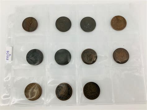 Lot - Seven U.S. Large One Cent Coins + Four U.S. Coins (11 Large Cents)