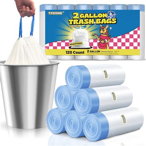 Amazon.com: T.FORING 2 Gallon Trash Bags Drawstring 0.96 Mil - 120