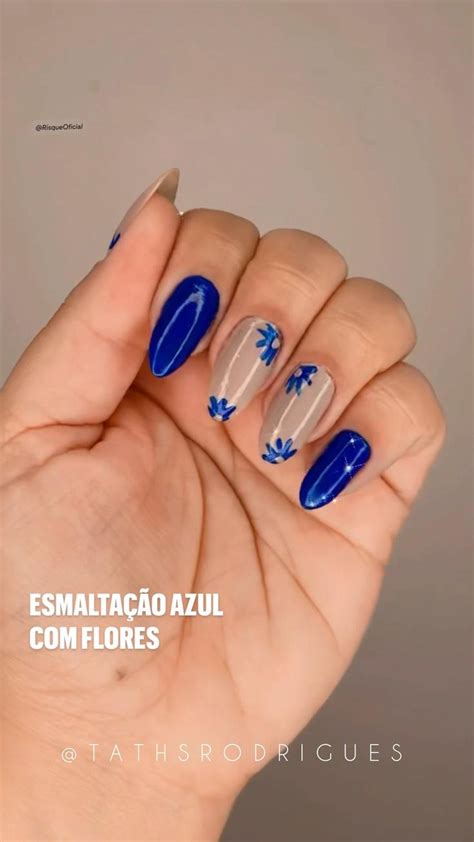 Ideias De Esmaltação Azul - Esmaltação azul Com flores | Unhas azuis, Unhas pintadas, Unhas ...