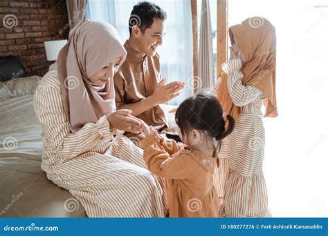 Muslim family greet stock photo. Image of father, islam - 180277276