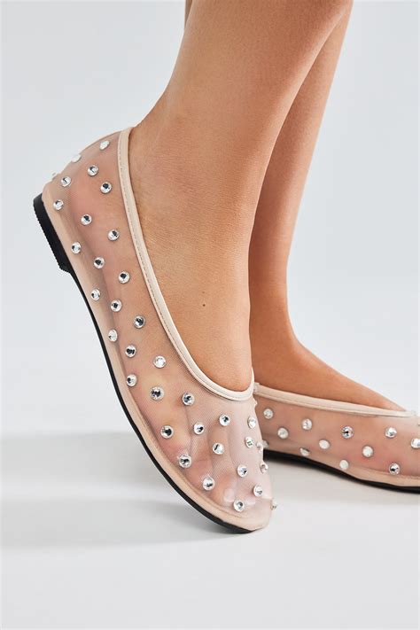 See Me Again Rhinestone Ballet Flats - Nude | Fashion Nova