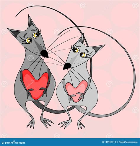 Mice Lovers And Cheese Heart Royalty-Free Illustration | CartoonDealer