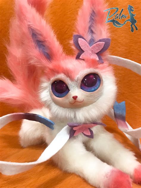 Sylveon Pokemon doll Fantasy Creature Fox handmade. Realistic | Etsy