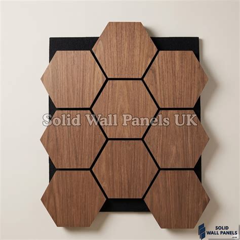 hexagon acoustic wall panels walnut set   solid wall panels uk