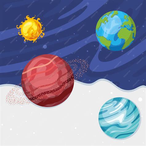 Espacio planetas y escena del sol. | Vector Premium