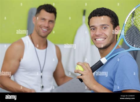 tennis player  coach stock photo alamy