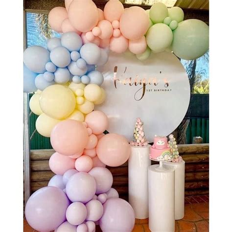 128 Pcs Pastel Green Pink Purple Yellow Blue Balloon Arch Kit Birthday ...