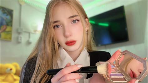 АСМР Сделаю для тебя макияж🎀 Айдол🎀 *звуки кисти,помадок* ASMR Makeup ...