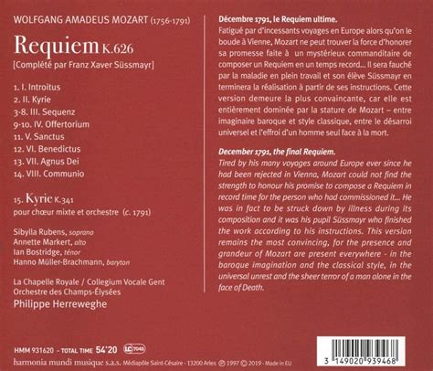 Wolfgang Amadeus Mozart: Requiem - Phillippe Herreweghe, Collegium ...