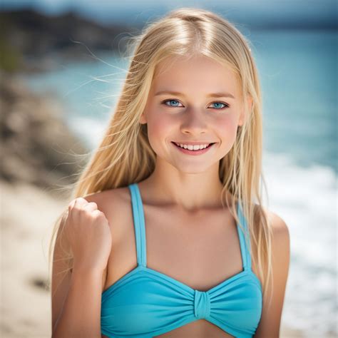 13 year old girl bikini busty midriff blonde hair blue eyes ... by ...
