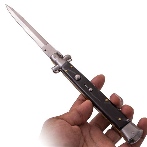 AKC 13 Inch Automatic Stiletto Italiano Button Push Knife (Black and ...