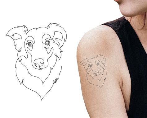 Dog Line Art Tattoo Commission Custom Dog Portrait Pet Art - Etsy
