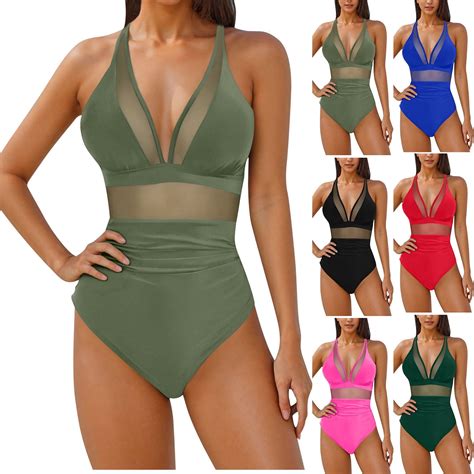 AHTJRT One Piece Bathing Suits for Women Slimming Tummy Control Sheer