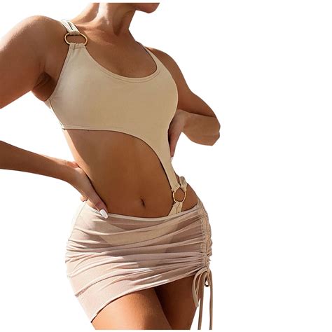 Oplxuo Women's Sexy Cutout One Piece Tummy Control Swimsuit with Beach