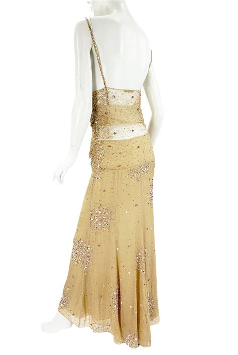 Vintage Valentino F/W 2000 Runway Nude Sexy Sheer Fully Embellished