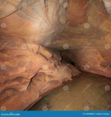 Sandstone Cave with Underground Water Flow Stock Photo - Image of