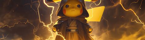 pikachu  dark cloak  lightning aura dual monitor wallpapers