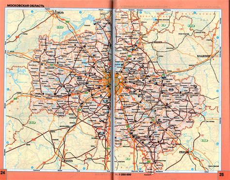 Карта Московской области. Автомобильная карта масштаб 1см:12,5км ...