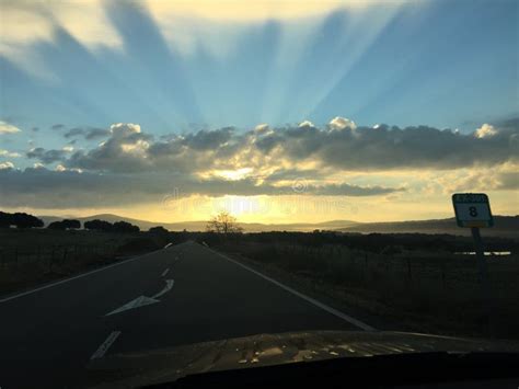 Beautiful Sunrise from the Car Stock Photo - Image of relaxing ...