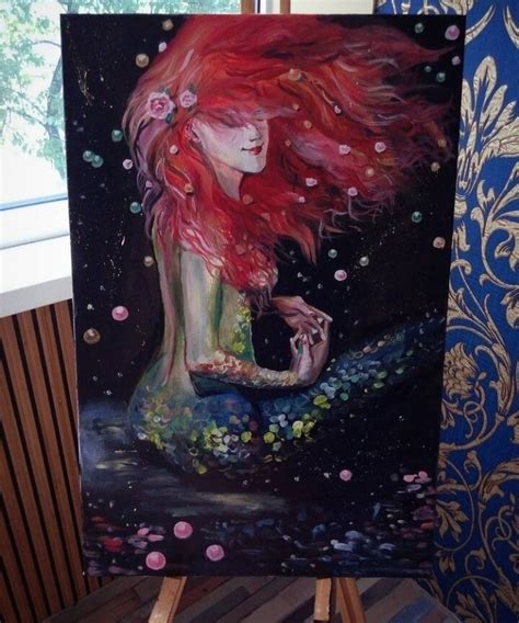 Mermaid Oil painting on canvas Fantasy art Girl painting | Etsy