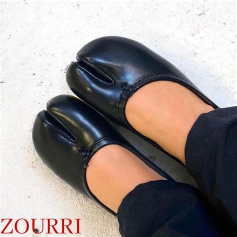 Womens Black Tabi Shoes | Split Toe Tabi Ballet Pumps | Tabi Ballet