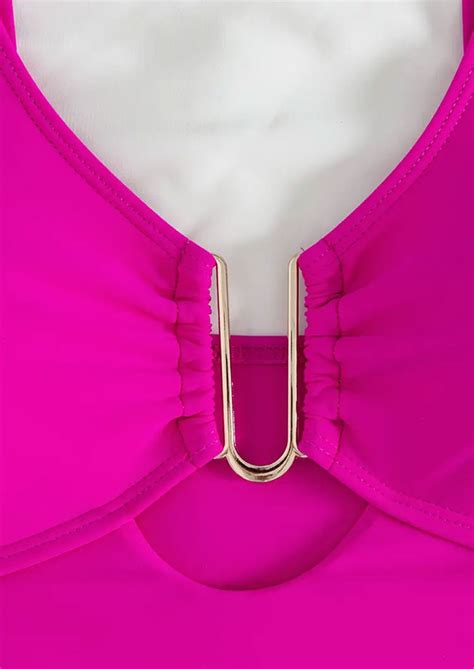 oriana  shaped buckle pink  piece swimsuit