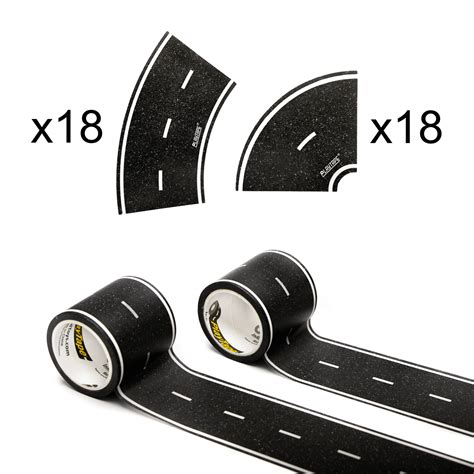 PlayTape Black Road Tape Toy Set - 2 Rolls of 30ft Road & Curve