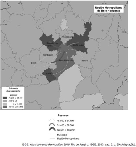 Analise este mapa da Região Metropolitana de Belo Horizonte ...
