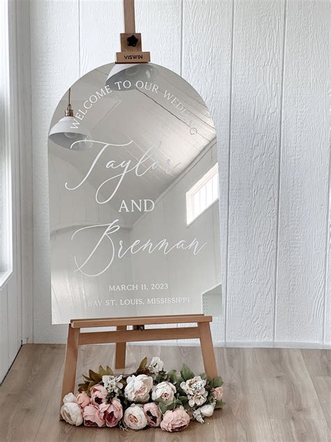 "Arch Mirror Acrylic Wedding Welcome Sign | Modern Welcome Sign ...