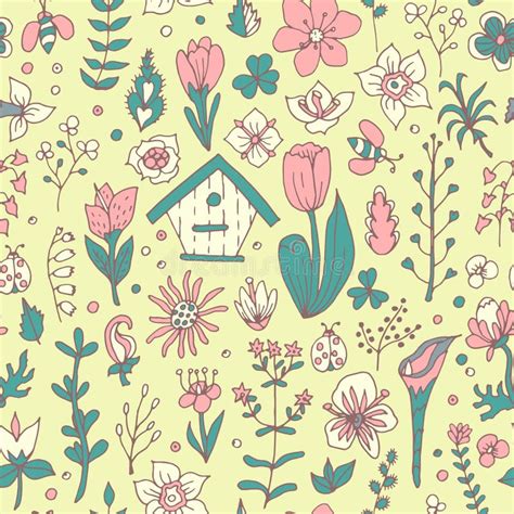 Floral Spring Seamless Pattern Stock Vector - Illustration of nature ...