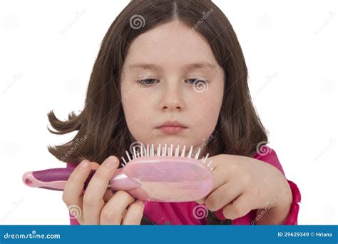 beautiful  girl combing stock image image  isolatedonwhite
