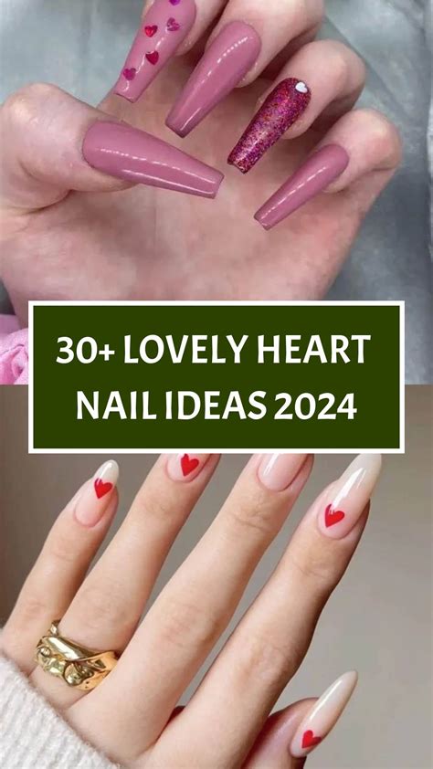 30+ Lovely Heart Nail Ideas 2024 | Heart nails, Valentines nails, Heart ...