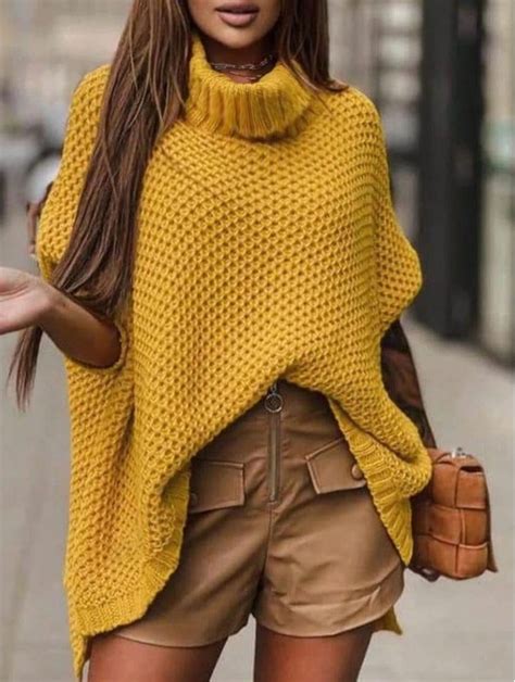 Свитер крупной вязки спицами из каталога SHEIN