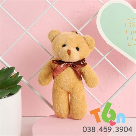 Móc khóa gấu teddy, Nâu 12cm