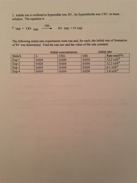 Solved Iodide ion is oxidized to hypoiodite ion, IO^-, by | Chegg.com