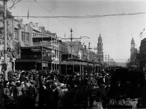 Crowds of people in Rundle Street for the visit of the Prince of Wales