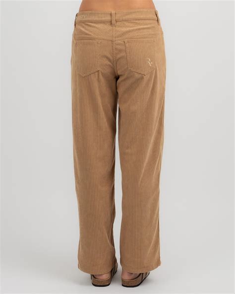 Shop Rusty The Secret Low Rise Wide Leg Cord Pants In Oatmilk - Fast