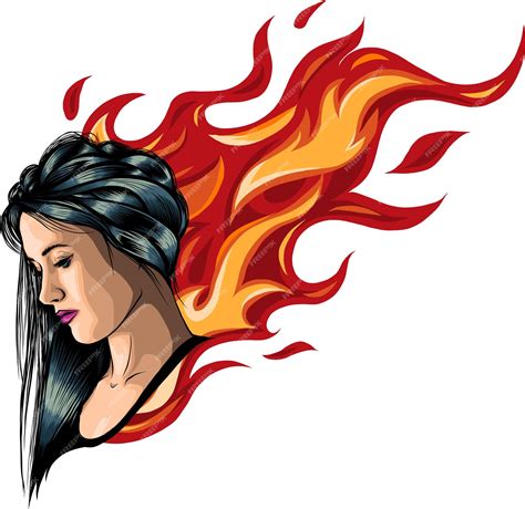 Chica caliente en vector de llama | Vector Premium