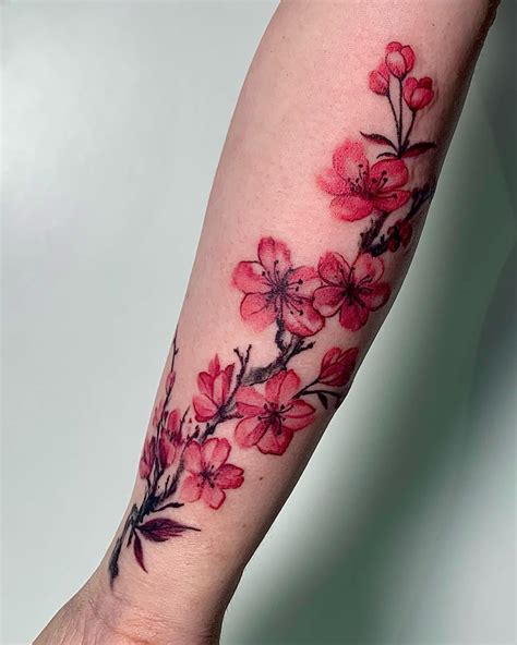 Cherry Blossom Tattoo Men Forearm