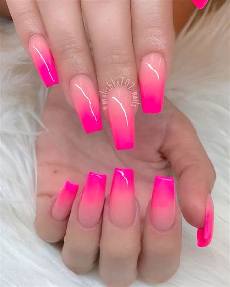 Pink Ombre Dip Nails / Using dark colors such as black, violet and ...