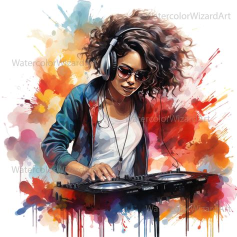 watercolour black female dj clipart african american woman dj png