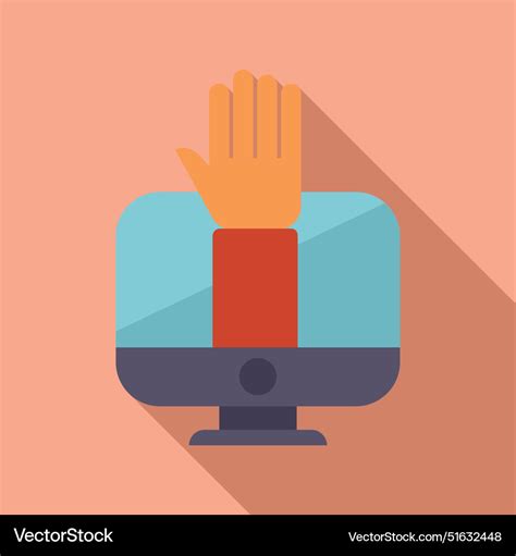 hand reaching   computer screen  vector image