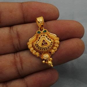 22k Yellow Gold Pendant Necklace Indian Traditional Handmade Wedding ...