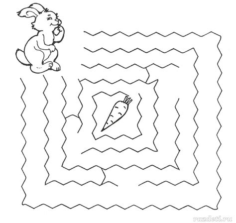 Лабиринт для детей 4-5 лет. Пройди лабиринт. Помоги зайчику добраться ...