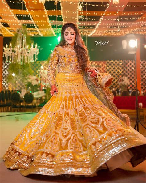 Pakistani Bridal Mehndi Outfit In Long Frock #BN1010, 52% OFF