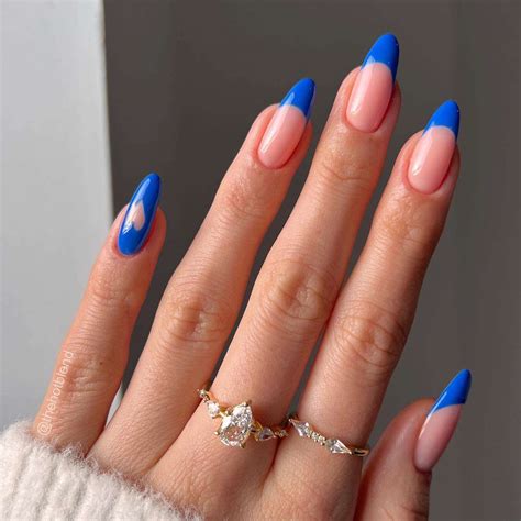 French Manicure Designs Blue