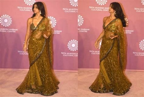 Suhana Khan Steals Spotlight in Sabyasachis Golden Sheer Saree ...