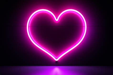 Premium Photo | Pink heart made with neon light on black background